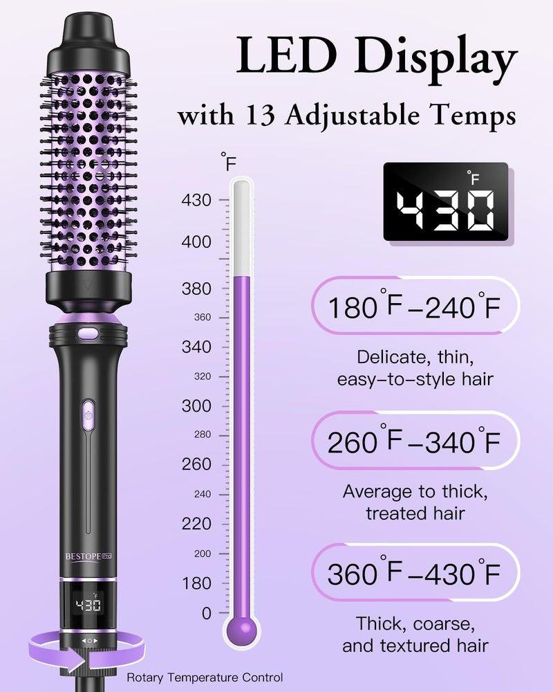 BESTOPE PRO 5 in 1 Curling Iron, Curling Wand Set with Thermal Brush, Flat Iron Hair Straightener, 3 Ceramic Irons (0.35"-1"), 13 Adjustable Temps, Hair Curler Waver with Heat Resistant Mat, Glove, Clip - Image 3