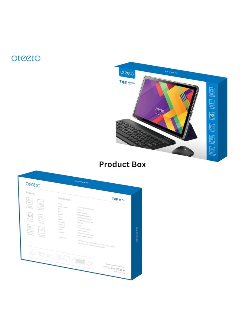 Oteeto TAB 11 Pro Tablet/10.1-Inch IPS LCD/8GB RAM + 512 GB ROM/5G Network/6000 mAh/8MP Front + 13MP Rear Camera/Octa Core 1.3GHz/Android 13/Includes Keyboard, Touch Pen, Mouse - Green - Image 3