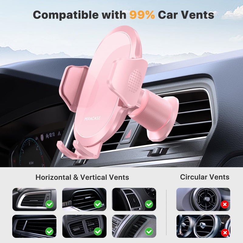 Miracase Phone Holders for Your Car with Metal Hook Clip, Cell Phone Mounts Air Vent Cell Phone Stand Car Mount, Universal Automobile Cradle Fit for iPhone Android and All Smartphones (Pink) - Image 5