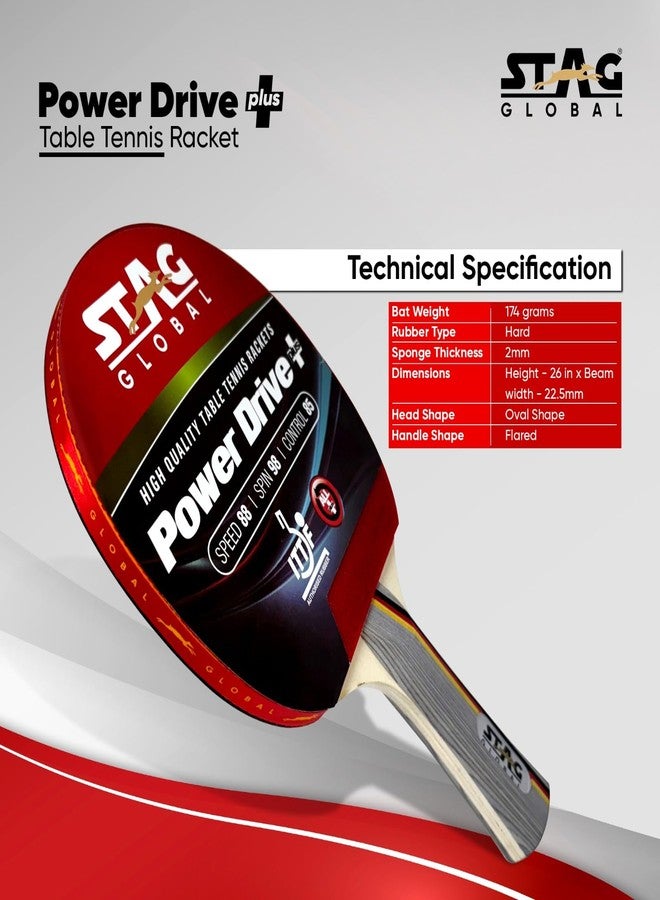 STAG GLOBAL Power Drive Plus Table Tennis Racket | Lightweight 174g | Intermediate ITTF Approved TT Racket for All Skill Levels - Image 3