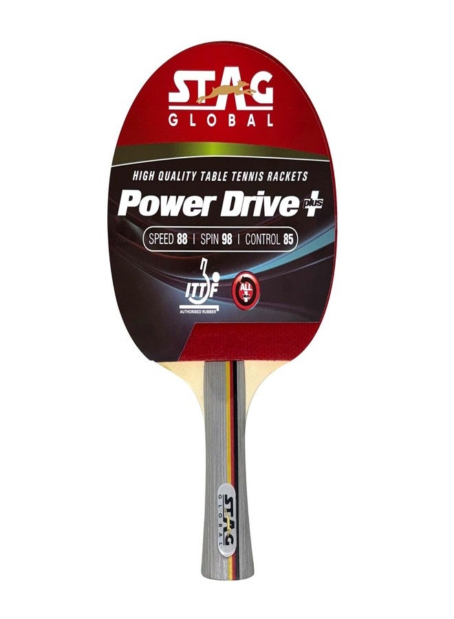 STAG GLOBAL Power Drive Plus Table Tennis Racket | Lightweight 174g | Intermediate ITTF Approved TT Racket for All Skill Levels - Image 1