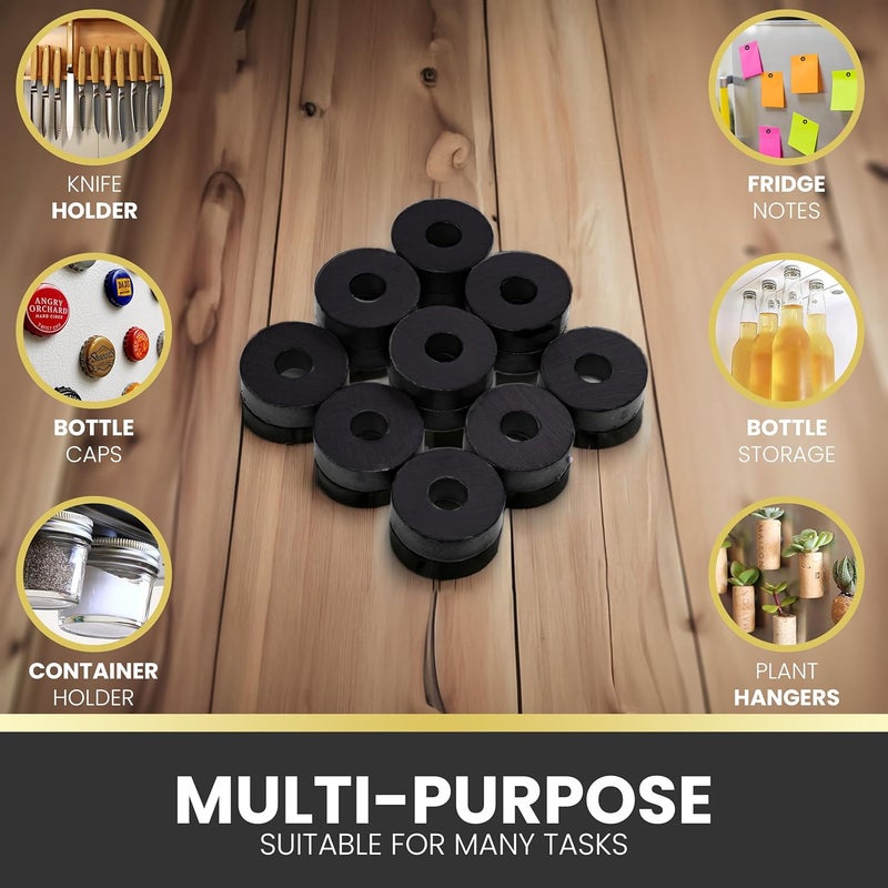 RAM-PRO 50-Piece Powerful Magnetic Round Ferrite Magnet Discs with ¼” Dia. Holes (3/4" x 1/4") – Universal Use on Frigidaire’s, Bulletin Boards & Arts-Crafts Projects, Etc. - Image 5