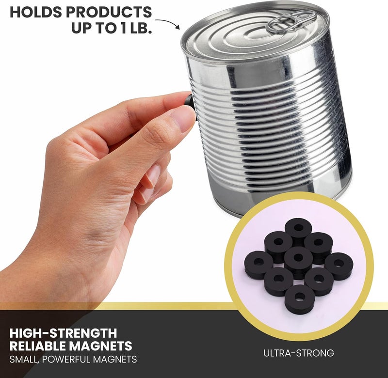 RAM-PRO 50-Piece Powerful Magnetic Round Ferrite Magnet Discs with ¼” Dia. Holes (3/4" x 1/4") – Universal Use on Frigidaire’s, Bulletin Boards & Arts-Crafts Projects, Etc. - Image 3