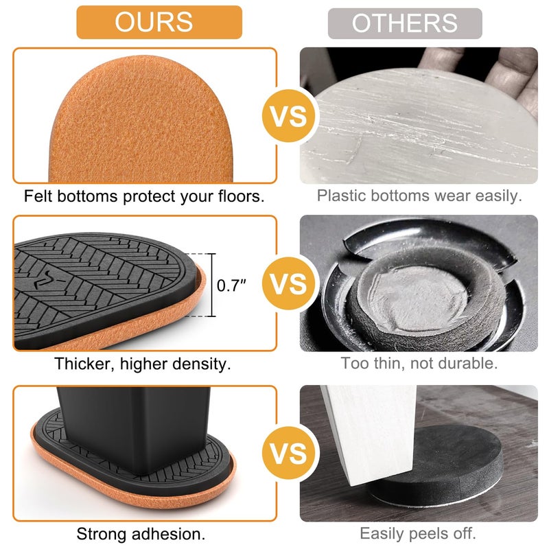 TOMHUA Felt Furniture Sliders For Hardwood Floors Large 8 Pcs 9-1/2 Inch X 5-3/4 Inch Oval Reusable Furniture Slider With Extra Thick Design - Heavy-Duty Furniture Movers - Felt Sliders Effortless Moving - Image 5