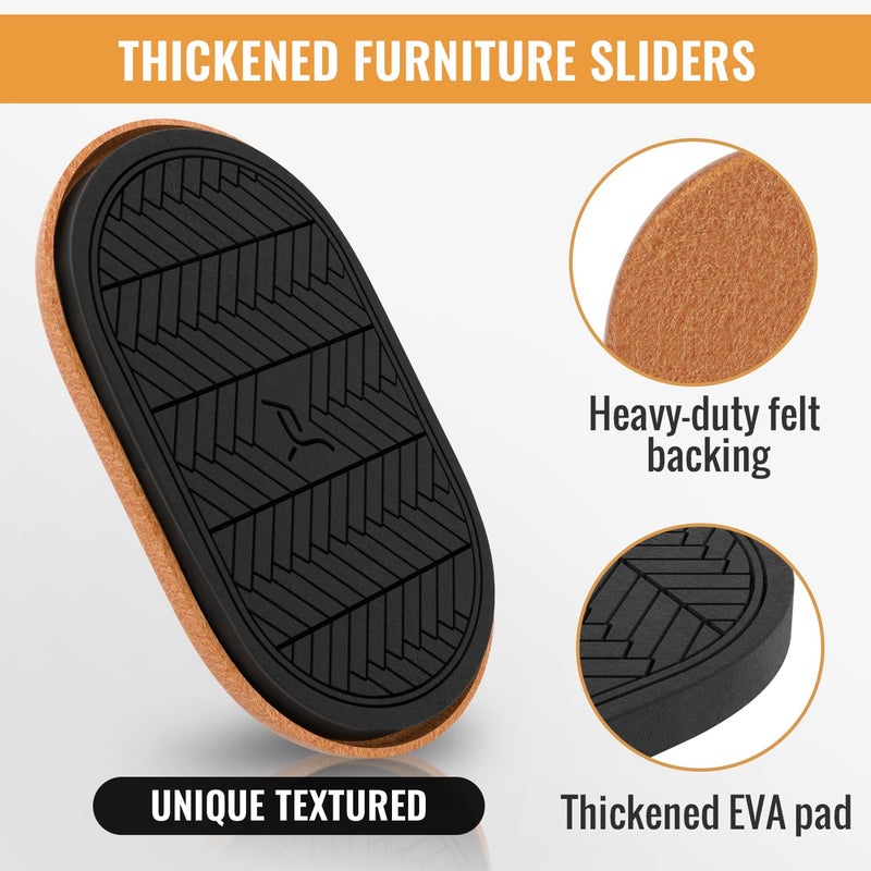 TOMHUA Felt Furniture Sliders For Hardwood Floors Large 8 Pcs 9-1/2 Inch X 5-3/4 Inch Oval Reusable Furniture Slider With Extra Thick Design - Heavy-Duty Furniture Movers - Felt Sliders Effortless Moving - Image 4