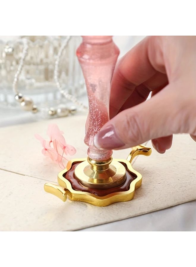 Round Flower Wax Seal Stamp Ring Setter 2 Golden 2 Rose Golden 099 Inch Metal Seal Die - Image 5