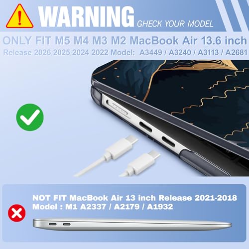 May Chen for M5 MacBook Air 13.6 Inch Case 2026 2025 2024-2022 Release M5 A3449 M4 A3240 M3 A3113 M2 A2681, Plastic Hard Shell Case for MacBook Air 13.6" with Retina Display, Starry Mountain - Image 2