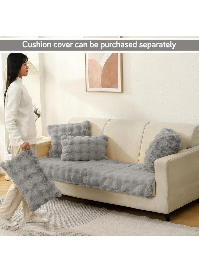 HOKIPO HOKIPO Luxury Faux Rabbit Fur Anti Slip Sofa Cover Mat, 2 Seater, Cool Grey (NEW-5013-GRY*1) - Image 4