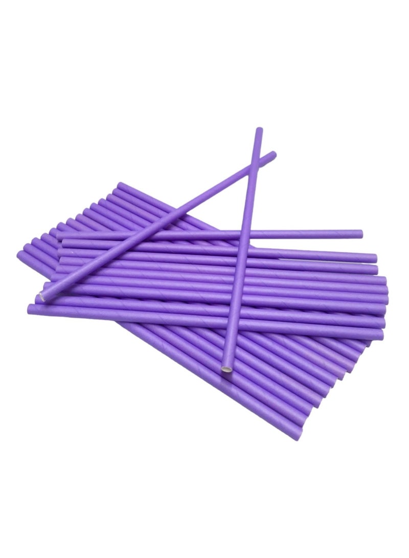 Party Time 25 Pieces Disposable Drinking Paper Straws 6mm Purple Color Party Tableware Supply - Image 1