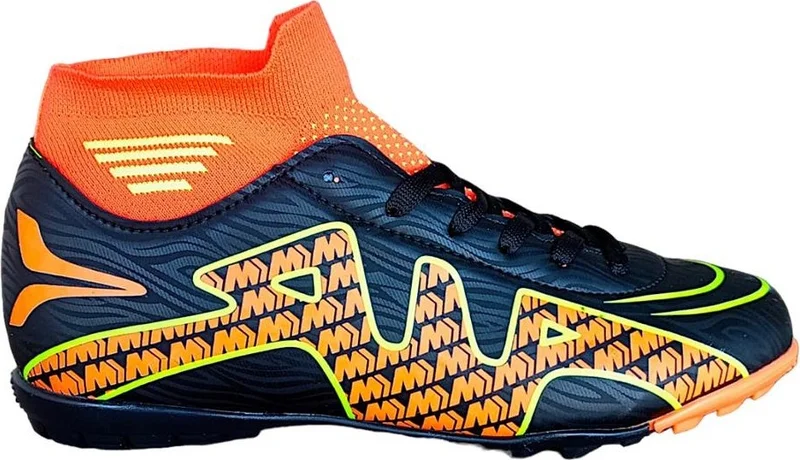 Liger Socked Ankle High Top Football Boots Black - Orange
