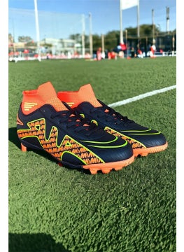 Liger Socked Ankle High Top Football Boots Black - Orange  - Image 2