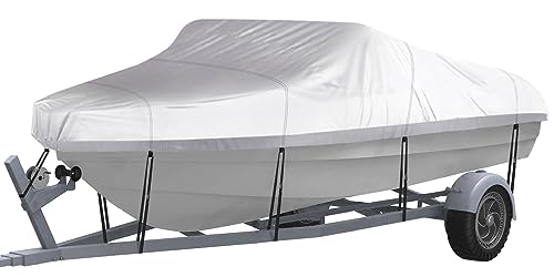 NEXCOVER Trailerable Boat Cover, Length: 17'-19' Beam Width: up to 96", Waterproof Heavy Duty Cover, Fits V-Hull, TRI-Hull, Runabout, Pro-Style, Bass Boat, Storage Bag & Tightening Straps Included. - Image 1