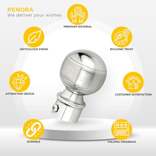 Penora Curtain Knob Bracket Rod Heavy Rod Bracket Steel Chrome Finish Curtain Accessories for Home Curtain Without Support Holder for 1 Inch Rod Pack of 6 - Image 5