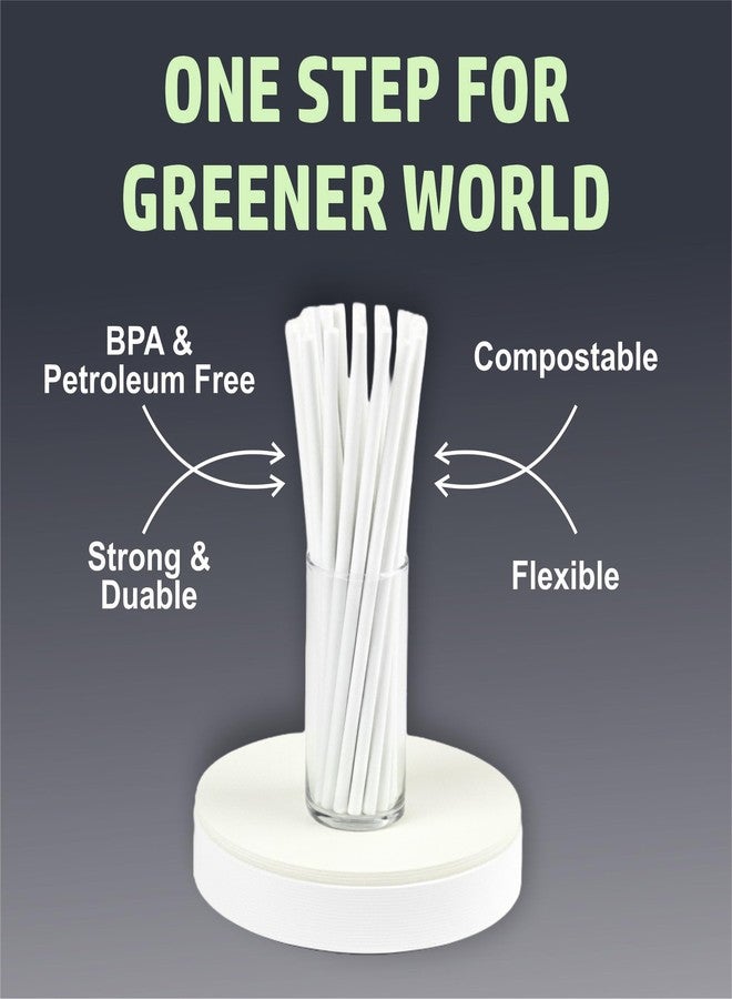 ECOZ Biodegradable Plastic Straws | 6 mm, 100 Count | Eco-Friendly Compostable Sustainable Disposable Drinking Straws | Cocktail Cold Drink Juice White Straws - Image 4