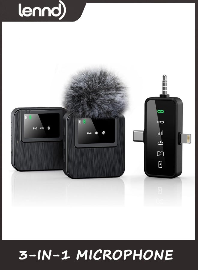 LENND 3-in-1 Professional Mini Microphone for iPhone, Android, Camera – 328ft Range, 20H Battery, Wireless Microphones, Noise Canceling for Recording, Live Streaming, YouTube, TikTok - Image 1