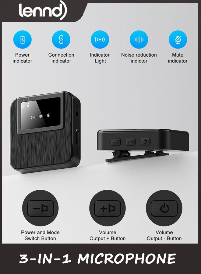 LENND 3-in-1 Professional Mini Microphone for iPhone, Android, Camera – 328ft Range, 20H Battery, Wireless Microphones, Noise Canceling for Recording, Live Streaming, YouTube, TikTok - Image 5