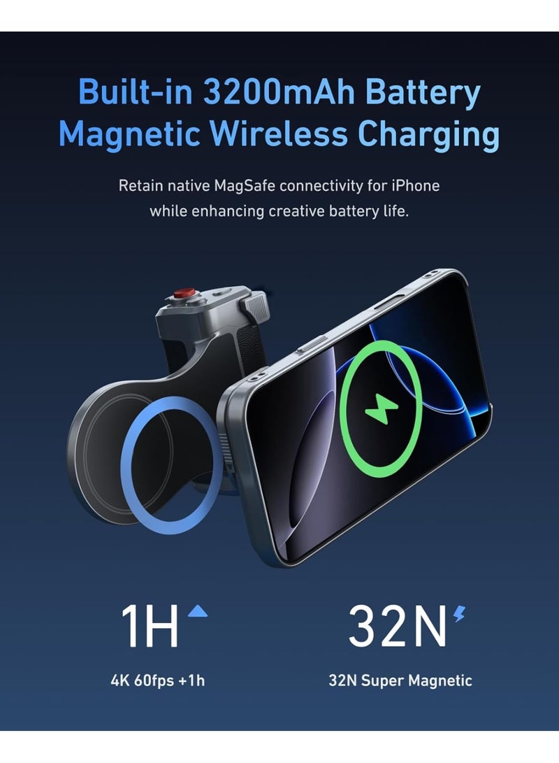 تيليسن مجموعة TELESIN Master Grip لهاتف iPhone 17 Pro Max – مقبض تصوير مغناطيسي مع غطاء تبريد من الجرافين ومقبض على طراز DSLR وتحكم مخصص واتصال آمن بتقنية MagSafe - Image 4