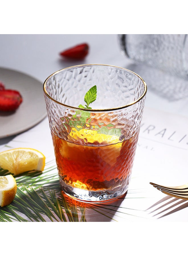 High-looking Light Luxury Water Cup Women's High-grade Glass Cup Coffee Household Milk Cup Couple Cup Boys Juice Cup-Color:Striped Short Cup * 2 - Image 5
