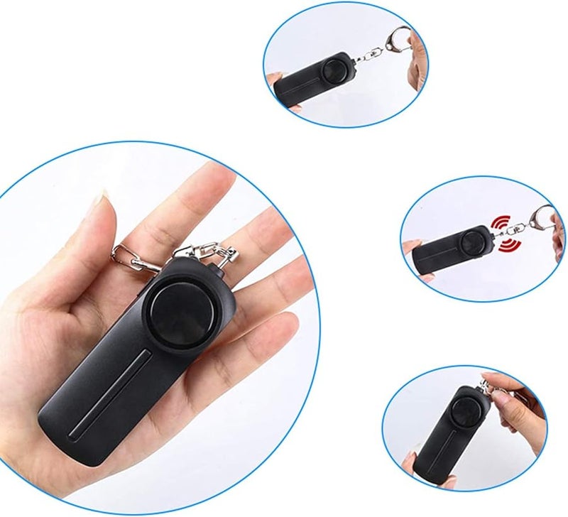 سلسلة مفاتيح سوداء للنساء مع إنذار 130 ديسيبل جهاز تنبيه أمني شخصي عالي الصوت - Image 5