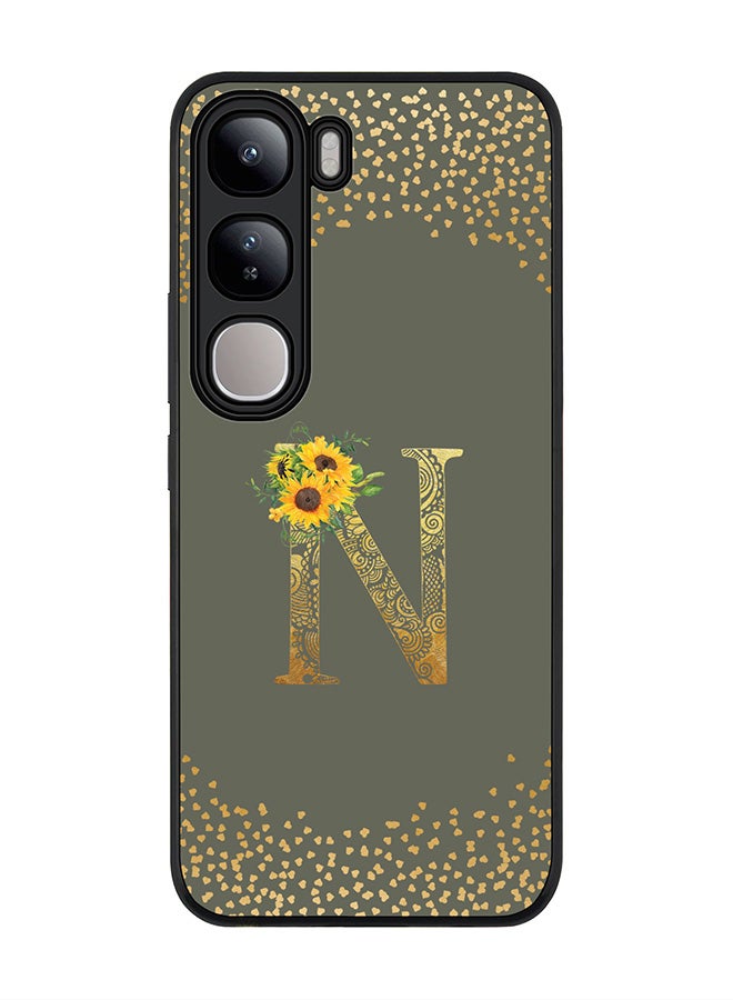 Stylizedd For vivo V40 Lite Case,Slim fit Camera Protection, Shockproof Thin Phone cover - Custom Floral Monogram - N (Olive Green ) - Image 1