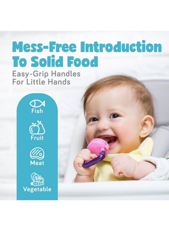 ashtonbee Baby Fruit Feeder, Teething Pacifier for Fruits, Veggies, or Frozen Milk, Food-Grade Silicone Teethers for Babies 6-12 Months, Baby Essentials for Teething Relief - Apple Green and Lychee Pink - Image 3