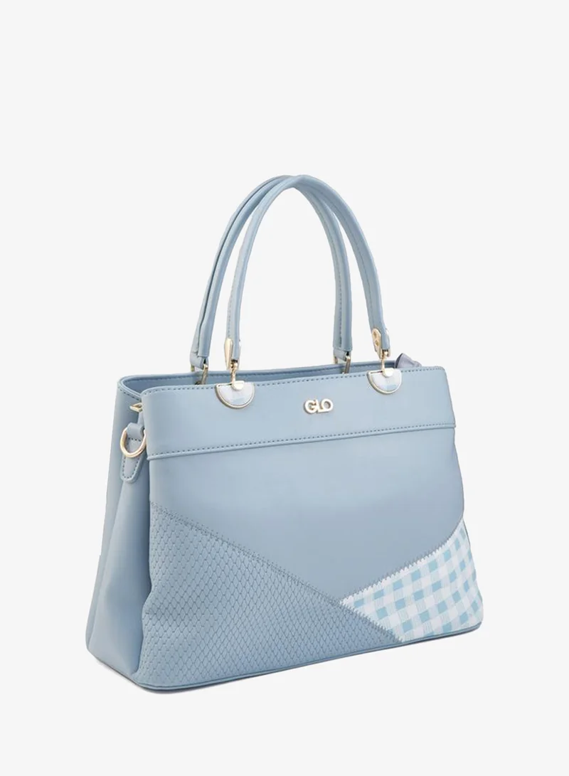 Globus  Blue Color Block Handbag with Dual Handle for Women | Best Price UAE
