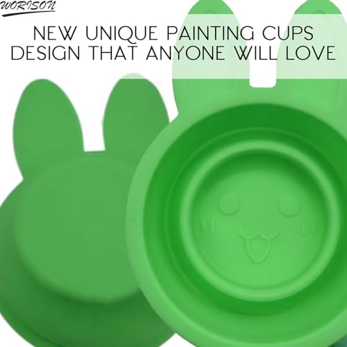 Worison Silicone Painting Mat with Brush Holders Multifunction Craft Mat for Crafts with Bunny Cups Painting Mats 15.7 x 19.5 Inch (Green) - Image 5