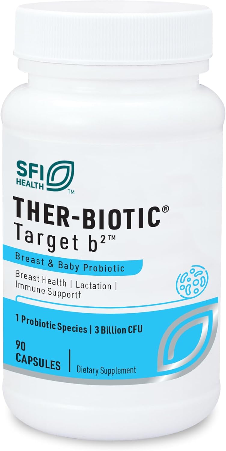Klaire Labs SFI Health TherBiotic Target B2 Breastfeeding Supplement for Lactation Support  Lactobacillus Fermentum Probiotic  Promote Healthy Comfortable Breastfeeding 90 Capsules - Image 1