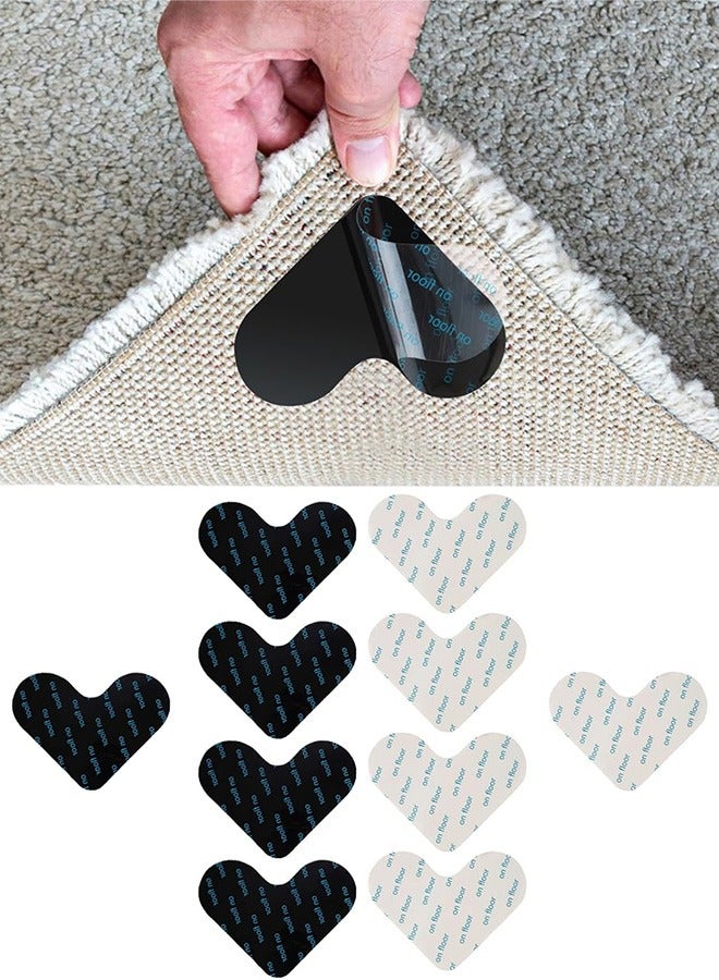 Carpet Non-Slip Stickers Rug Gripper Non-Marking & Removable Washable Rubber Floor Mat Fixed Stickers Strong Adhesive Preventing Carpet From Slipping & Sliding, Black, 10pcs  - Image 1