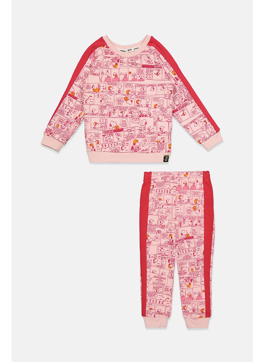 PUMA Toddlers Girl 2 Pieces Printed Top And Bottom Set, Pink and Red Combo  - Image 1