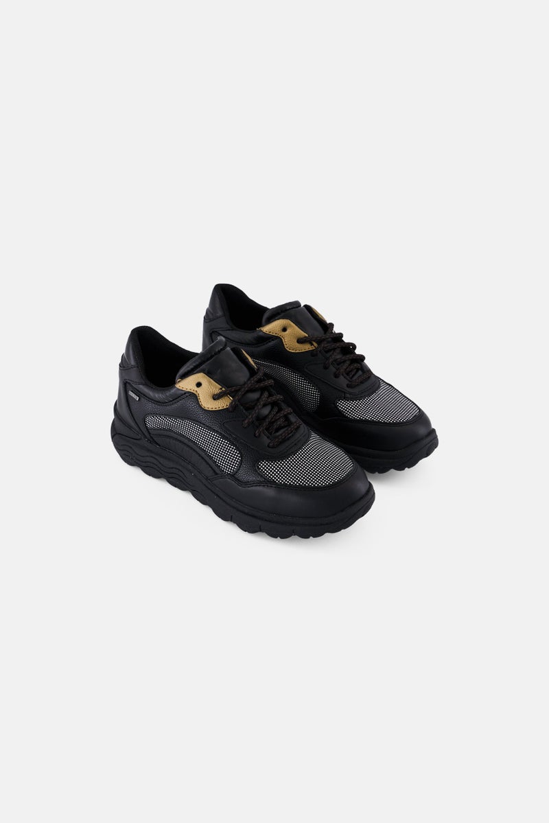 GEOX Women Spherica Lace Up Casual Sneaker, Black - Image 1