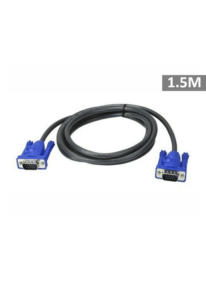 1.5M VGA TO VGA 15 PIN Cable For LED LCD TV Monitor PC projector USB DOCK HDTV  - Image 1