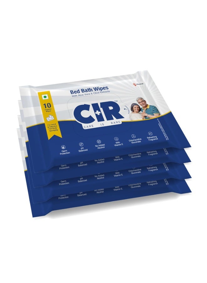 CIR Soft Body Cleansing Wet Bed Bath Wipes for Adults | Body Sponging | Extra Large, 10 Wipes/Pack (Pack of 4), 40 Wipes, White, One Size - Image 1
