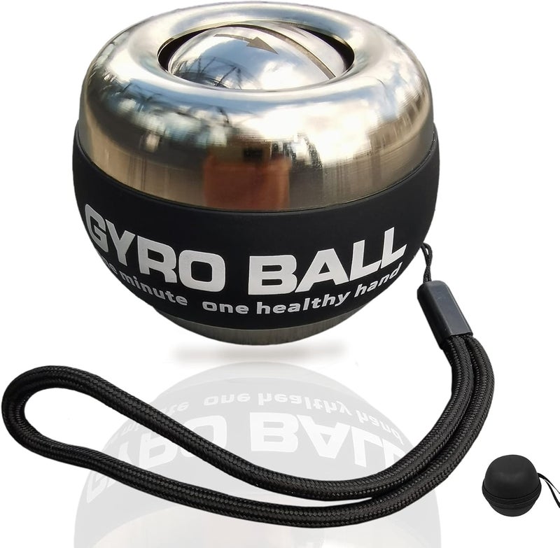 EXBEPE All-Metal Power Gyro Ball,Weighted Auto-Start Hand Wrist Forearm Trainer and Strengthener for Exercise Joint and Muscle with Ball Bag - Image 1
