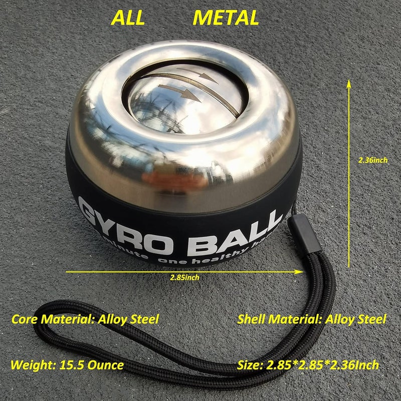 EXBEPE All-Metal Power Gyro Ball,Weighted Auto-Start Hand Wrist Forearm Trainer and Strengthener for Exercise Joint and Muscle with Ball Bag - Image 2