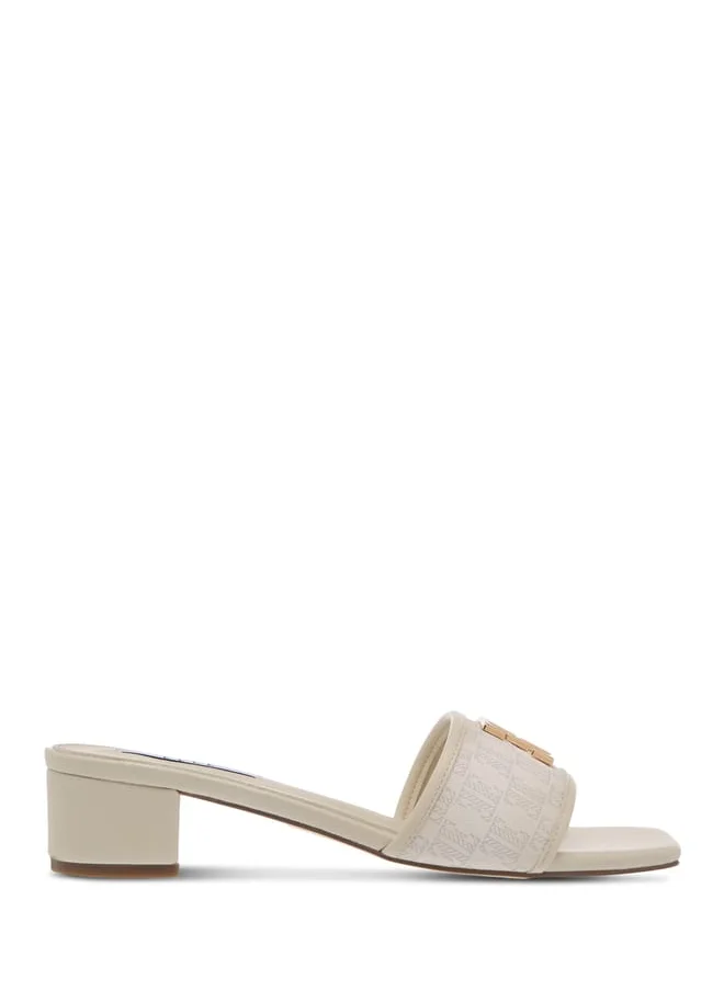 ELLE Womens Monogram Detail Slip-On Sandals With Block Heels
