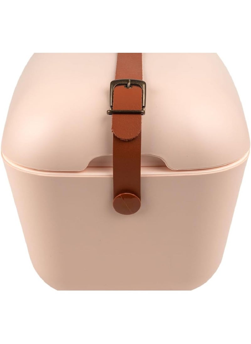 Polarbox - 20L Classic Cooler Box with Leather Strap, Rigid Thermal Insulated Ice for Beach, Picnic Party Convertible Lid Polypropylene Insulation Nude/Olive PB-9215, Olive Green - Image 1