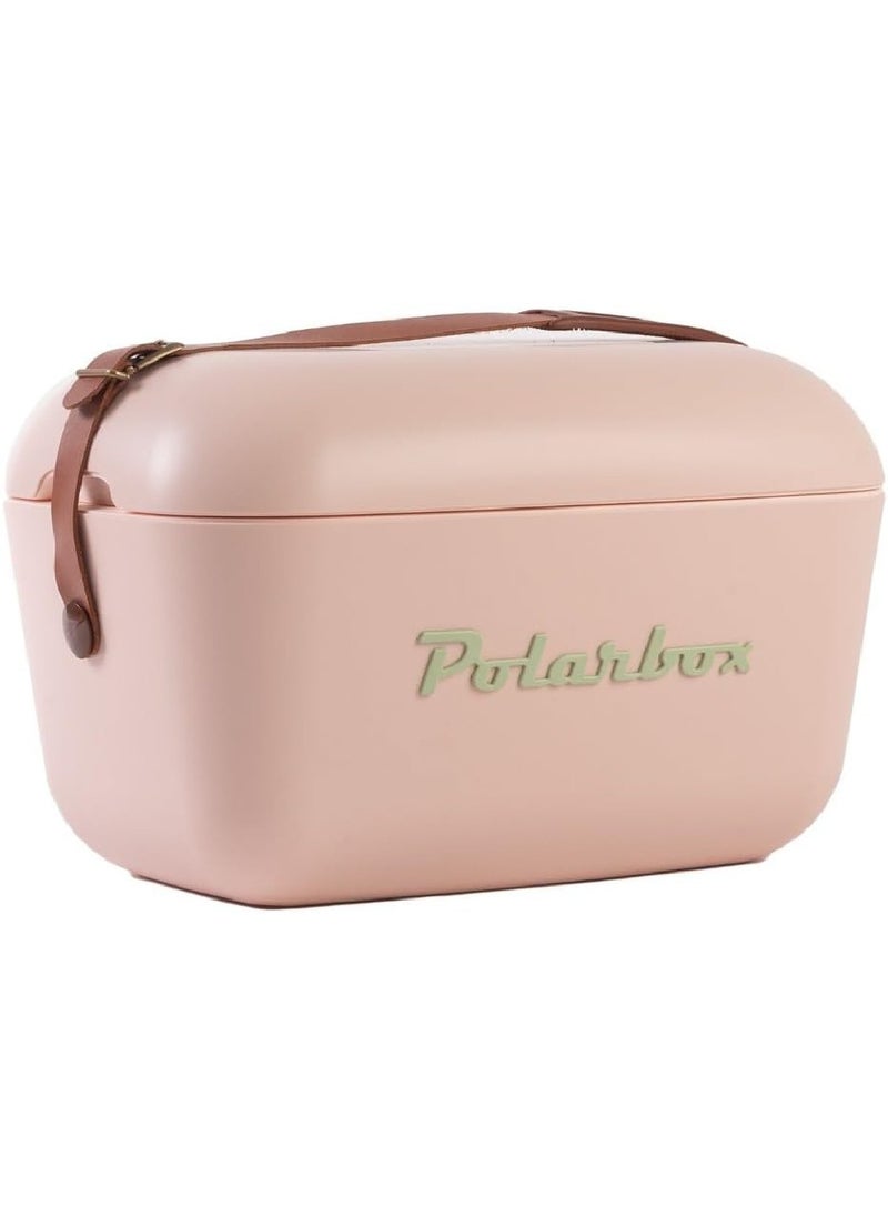 Polarbox - 20L Classic Cooler Box with Leather Strap, Rigid Thermal Insulated Ice for Beach, Picnic Party Convertible Lid Polypropylene Insulation Nude/Olive PB-9215, Olive Green - Image 1