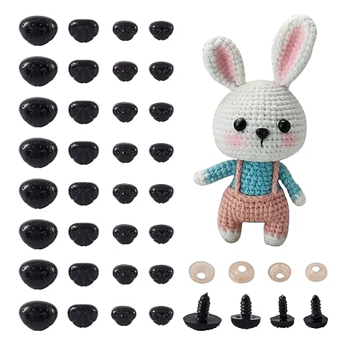 Craftdady 100Sets Black Plastic Safety Noses Crafts with Washers for DIY Puppet Plush Animal Making - Image 1