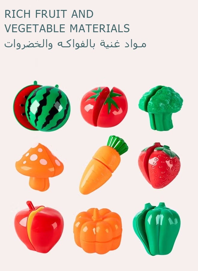 Kids kitchen Play Toy Set,54-Piece Beautiful Pretend Kitchen Play Set Toy, Cutting Play Kitchen Set for Kids, Pretend Cooking Fruit & Vegetables Fast Food,  Educational Gift for Children Birthday - Image 3