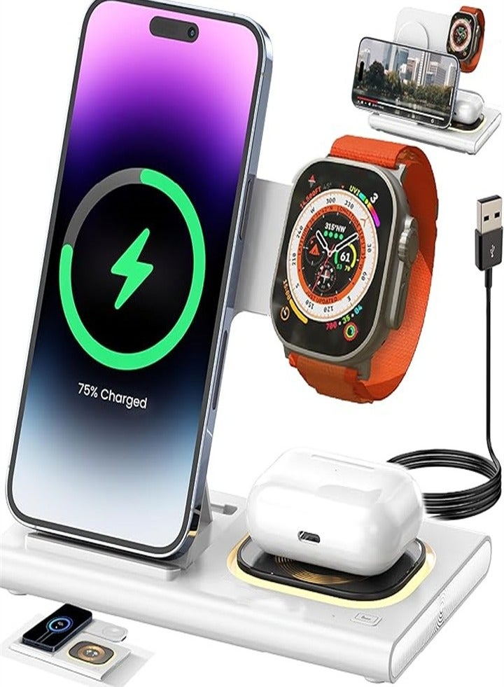 Upgraded charging station 3 in 1, foldable charger, suitable for Apple mobile phones, watches, headphones three-in-one charging, easy to carry, suitable for travel and business hotels - Image 1