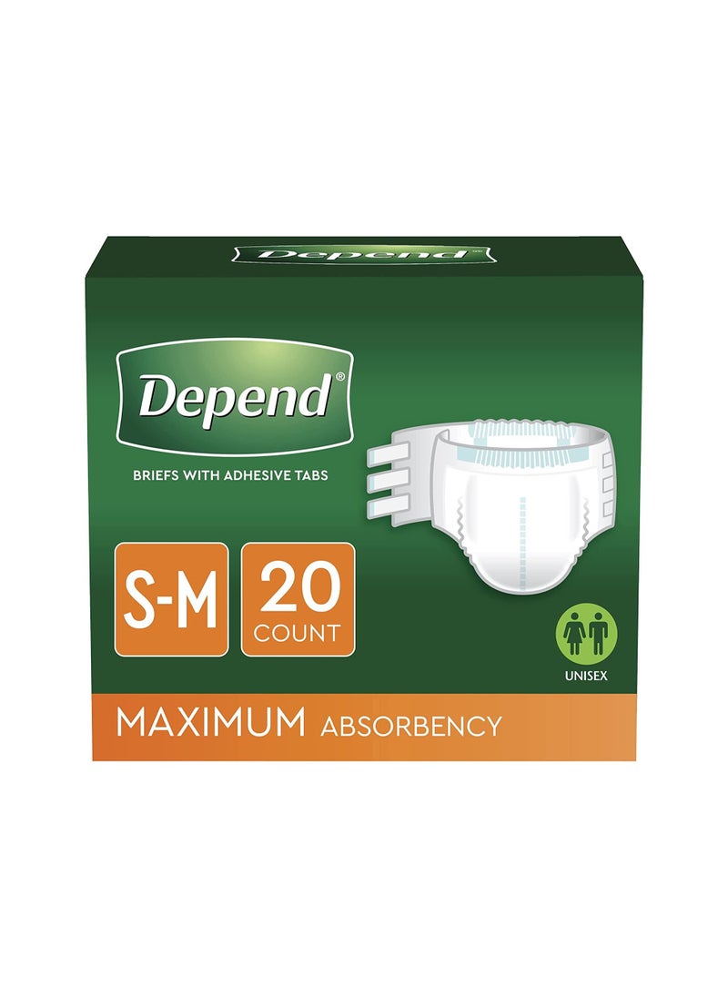 Depend - Depend Protection with Tabs, Maximum Briefs S/M, 20 Count 19-34 in Waist - Image 1
