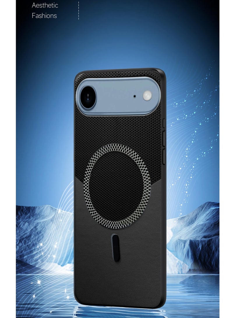 دبليو تيك غطاء هاتف آبل آيفون  إير 5G 2025 مصنوع من جلد فاخر مع حماية متينة ومغناطيس ماغسيف (MCMPMN) - أسود - Image 4