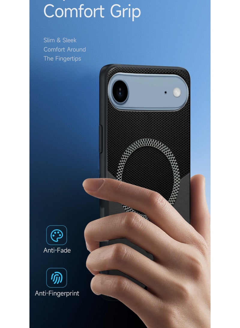 دبليو تيك غطاء هاتف آبل آيفون  إير 5G 2025 مصنوع من جلد فاخر مع حماية متينة ومغناطيس ماغسيف (MCMPMN) - أسود - Image 2