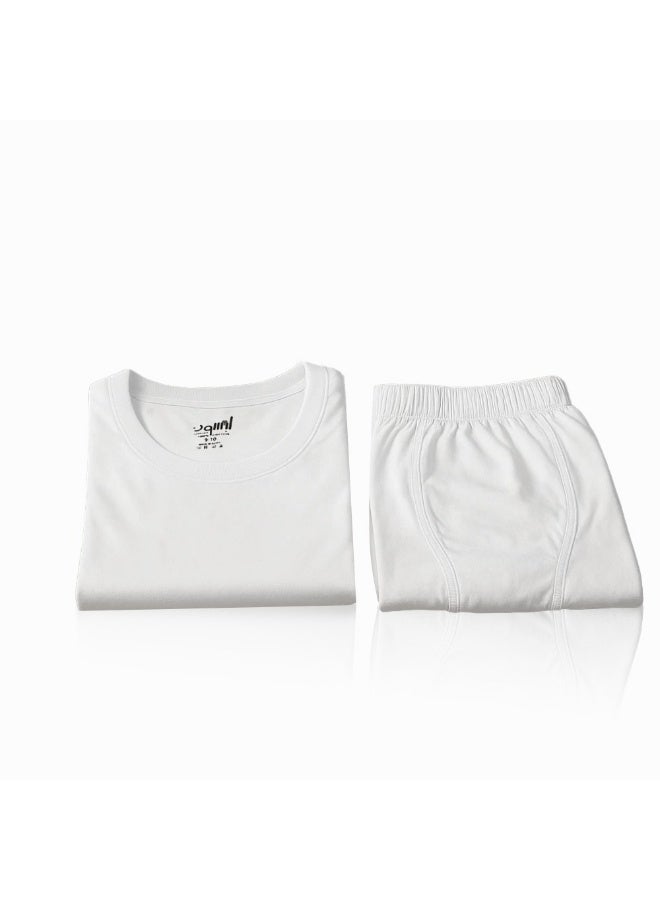 Lebbson 12-piece boys' underwear set, consisting of a 6 half-sleeve undershirt and 6 shorts, in white. - Image 2