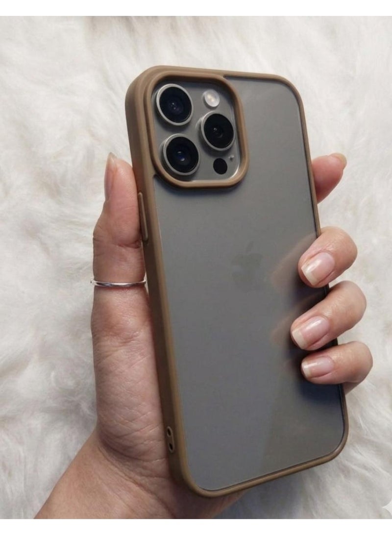 سبايجن جراب سيليكون من Spigen بإطار بني لهاتف  iPhone 15 Pro Max - Image 2