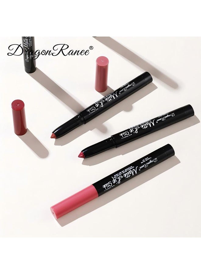 Dragon Ranee 3 Pieces Matte Lipstick Pen，Nude Matte Lipstick Set,Matte Lipstick,Matte Lip Gloss,Velvet Lipstick Matte Lip Stain,Long Lasting Waterproof Lip Gloss Lipstick for Women Makeup,#B - Image 3