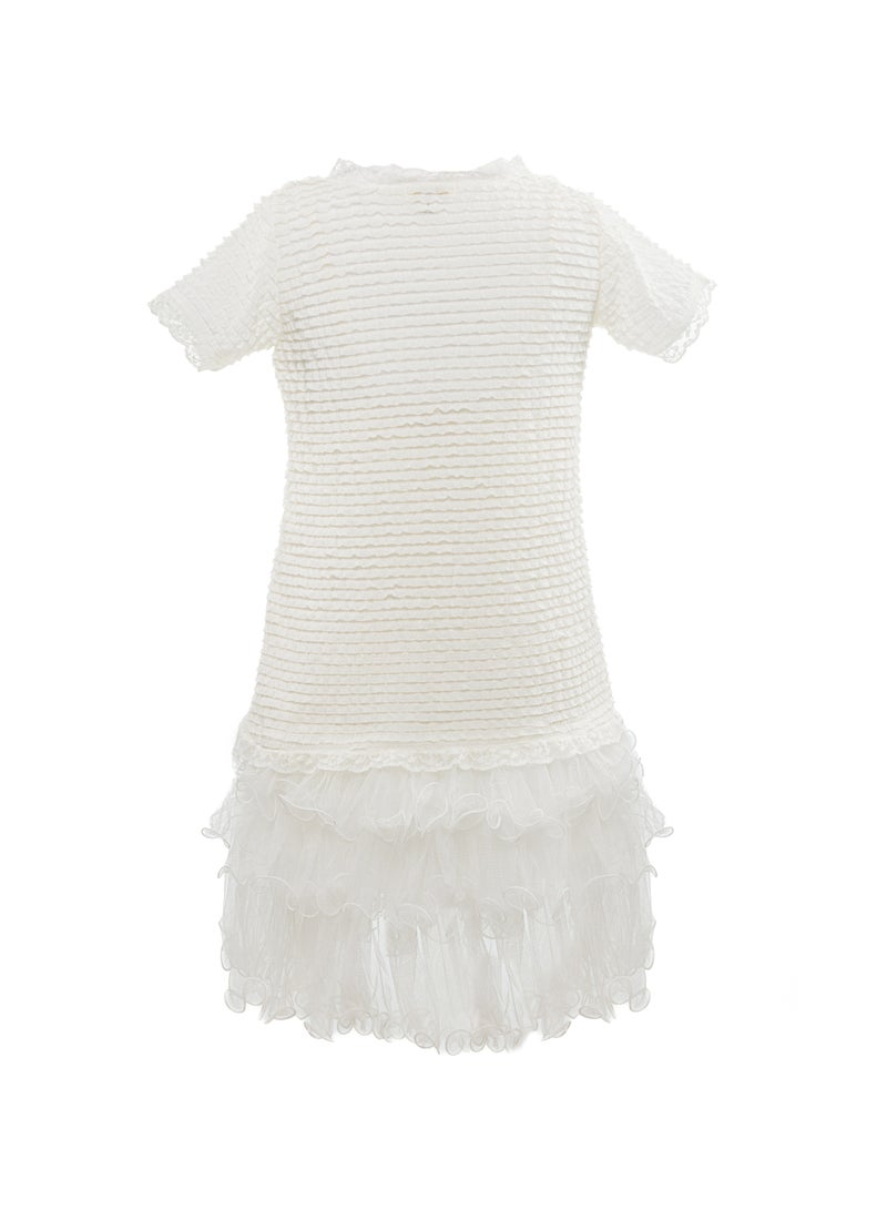 Queen FRILL WHITE Girls Party Dress, Princess Dress Party Wear Wedding Evening Formal Pageant Dance Gown for Birthday Kid Girls Elegant - Image 4