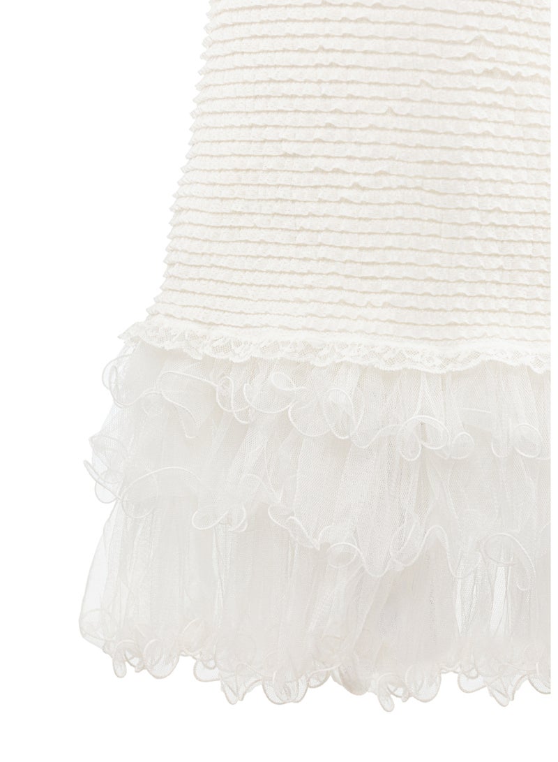 Queen FRILL WHITE Girls Party Dress, Princess Dress Party Wear Wedding Evening Formal Pageant Dance Gown for Birthday Kid Girls Elegant - Image 3