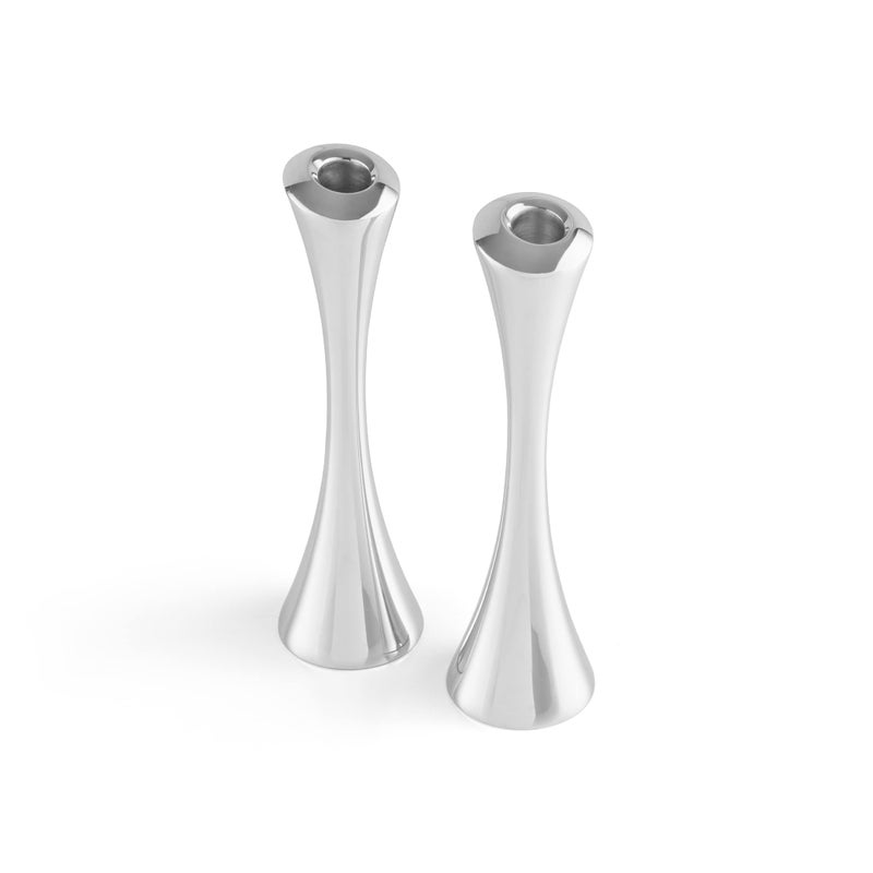 Nambe nambe Aquila Candlestick Holders  2Pc Set  Metal Taper Candle Holder  Modern Decorative Centerpieces  Candlestick Holders for Table Mantel or Wedding Gift Silver